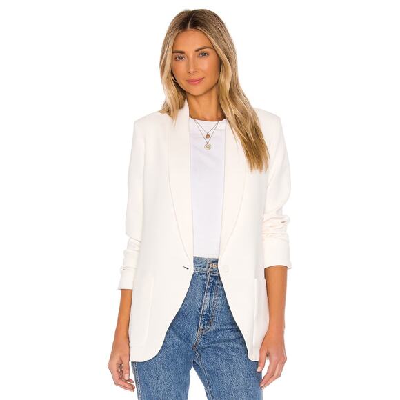 Amanda Uprichard Jackets & Blazers - Amanda Uprichard Blazer Womens Medium Ivory Shawl Collar Preppy Quiet Luxury